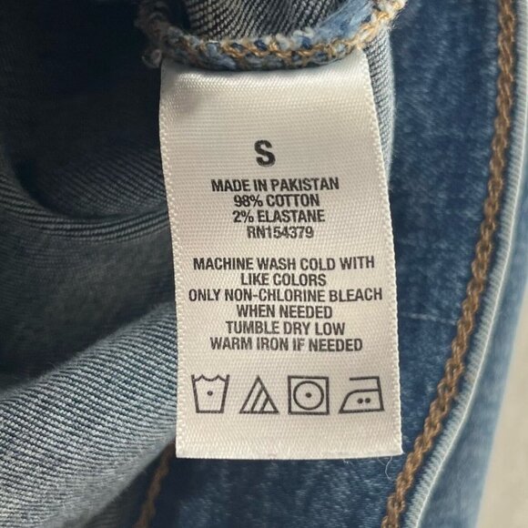 Aeropostale Jacket Womens Sz S Trucker Crop Button Front Long Sleeve Denim Blue - Picture 9 of 12